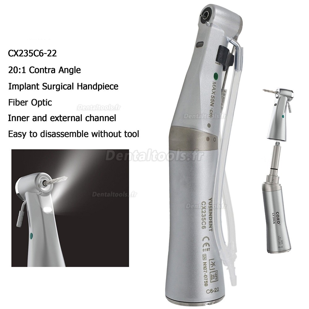 YUSENDENT COXO C-Sailor Pro Système d'implant Dentaire Moteur Chirurgical sans Brosse avec 2Pcs LED 20:1 Contre-angle